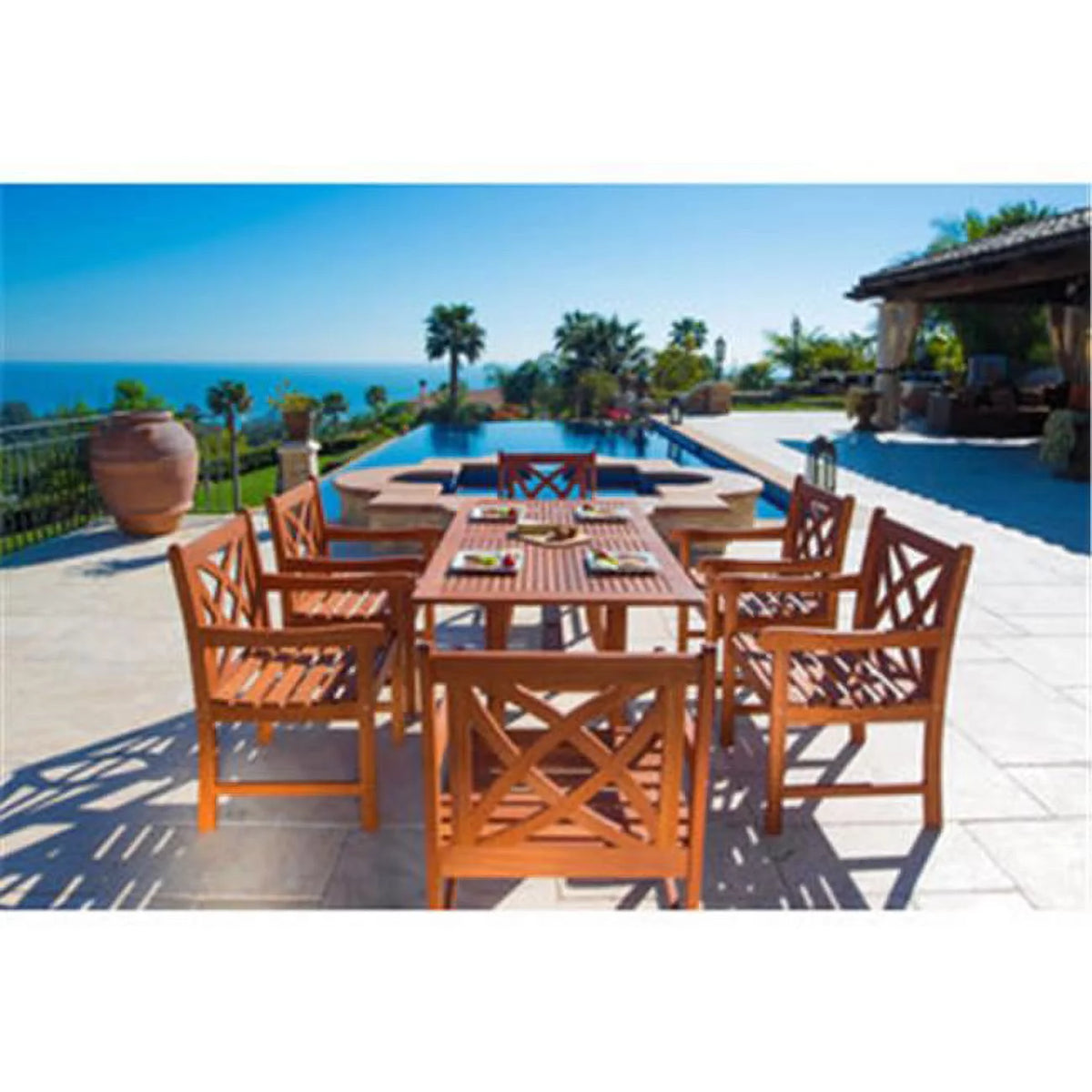 7-piece Wood Patio Dining Set D158