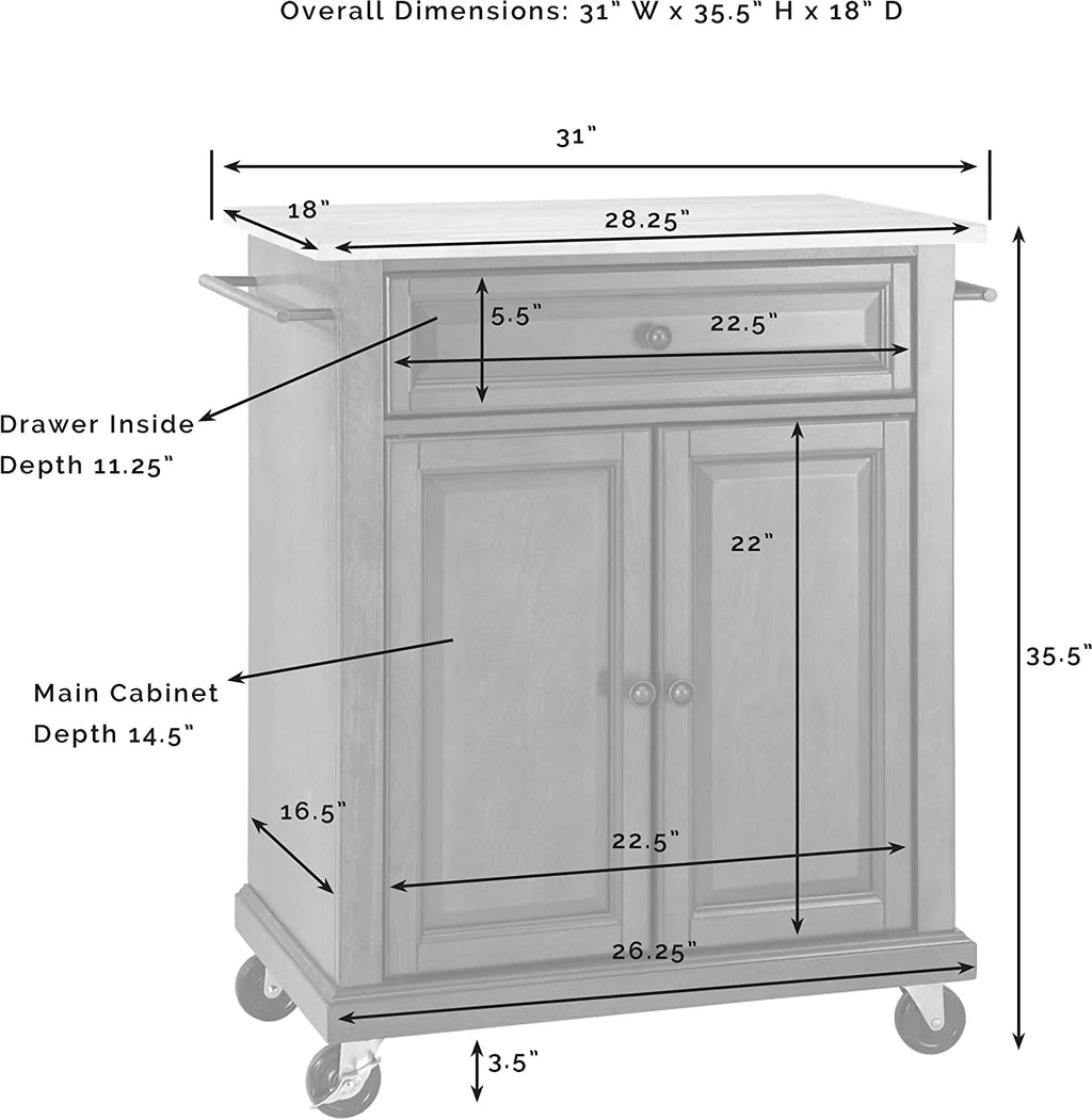 Compact Kitchen Island with Natural Wood Top V873