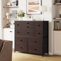 11 Fabric Drawers Dresser with Wood Top O867726