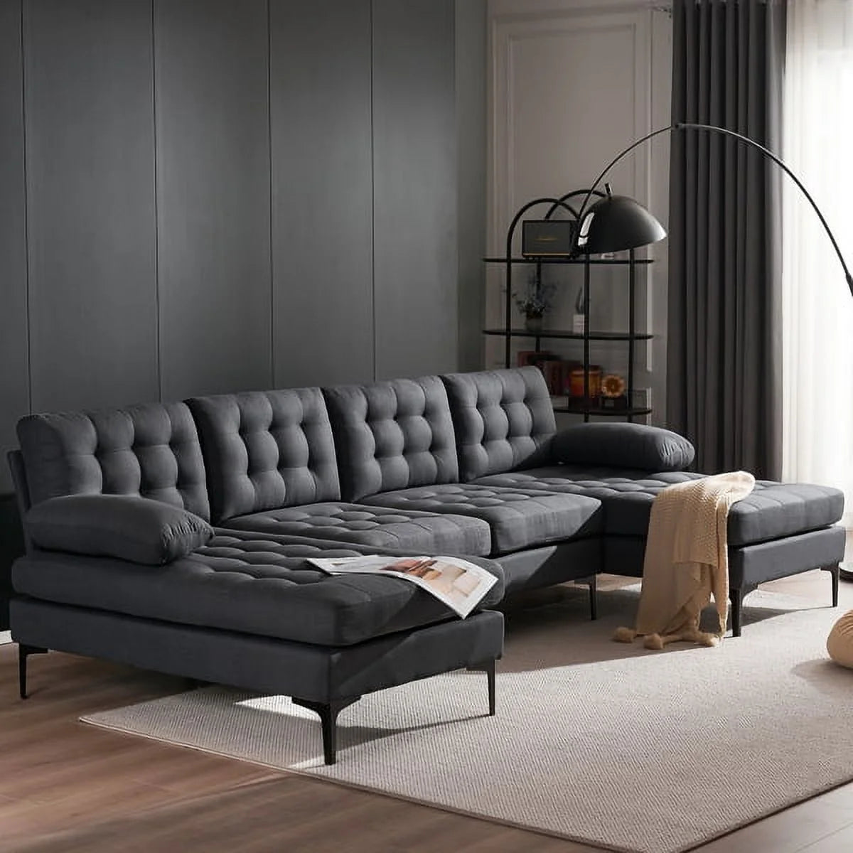 U-shaped Sectional Sofa Dark Gray X958