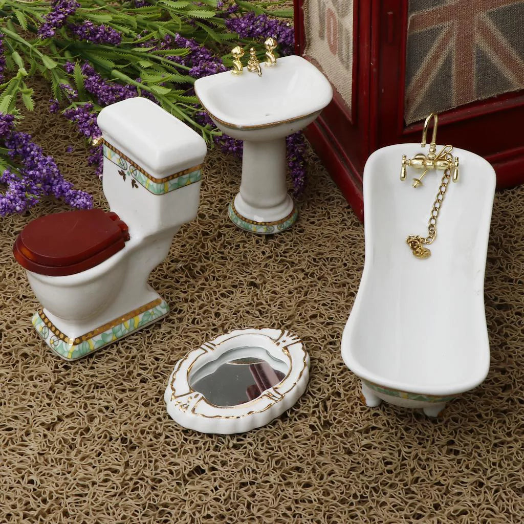 1/12 Scale Mini Furniture Bathtub Toilet Dolls House Accessory W912