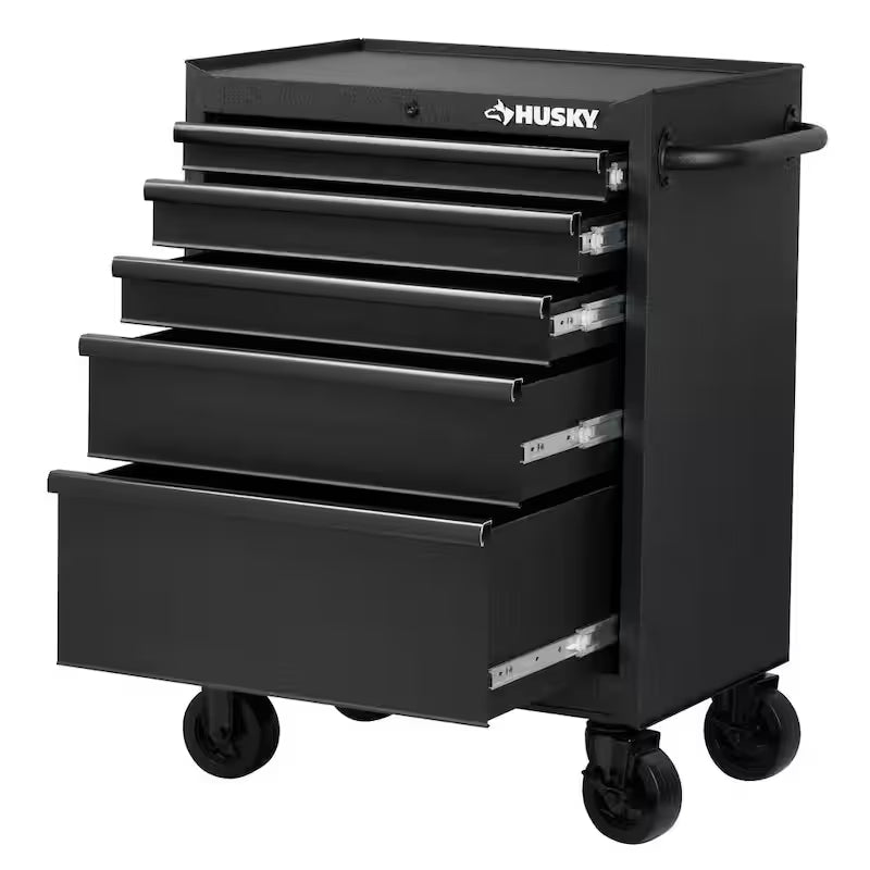 5-Drawer Rolling Tool Chest Cabinet in Textured Black W21514