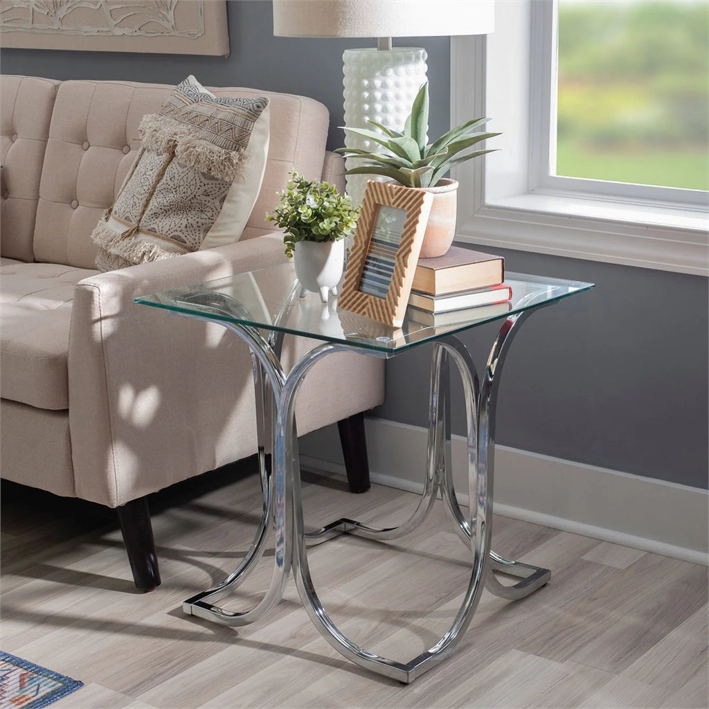 Glass Coffee and 2 End Table Set with Twisted Legs Q576632