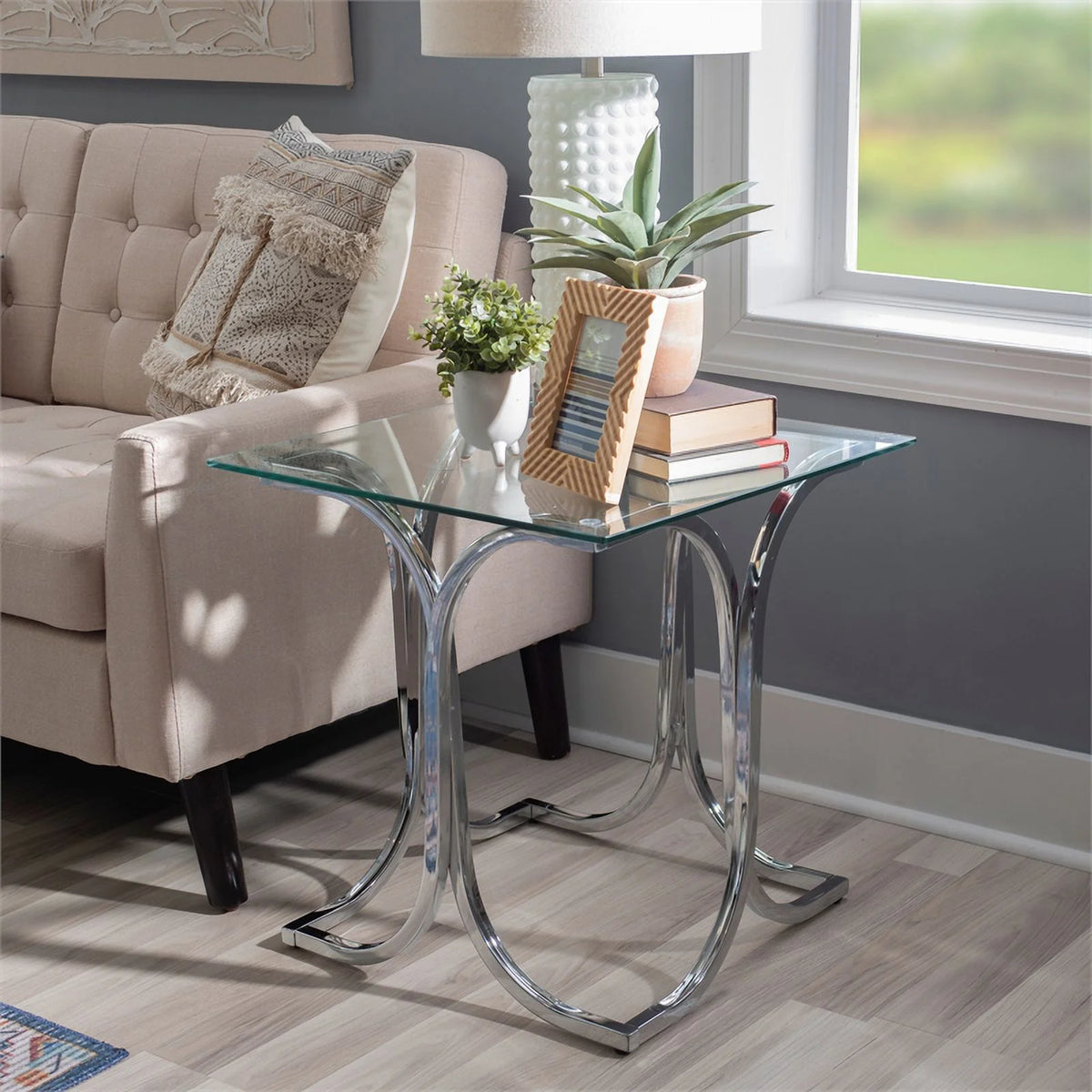 Glass Coffee and 2 End Table Set with Twisted Legs Q576632
