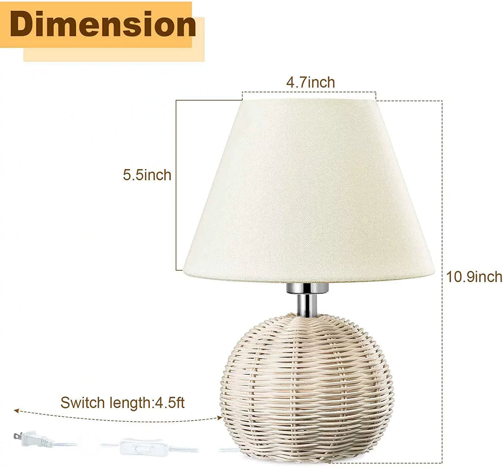 Woven Rattan Table Lamp with Drum Shade F7448
