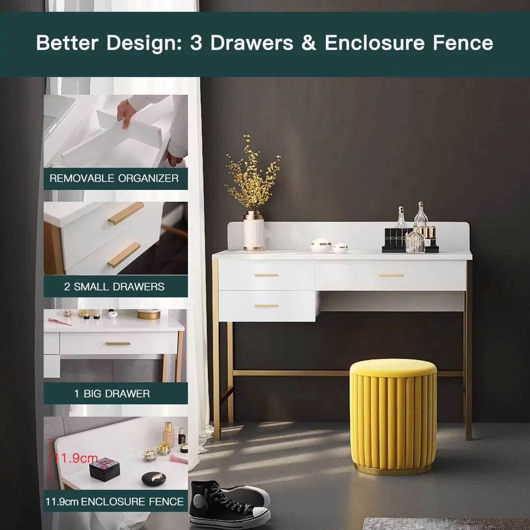 White Vanity Makeup Desk with Drawers M570621