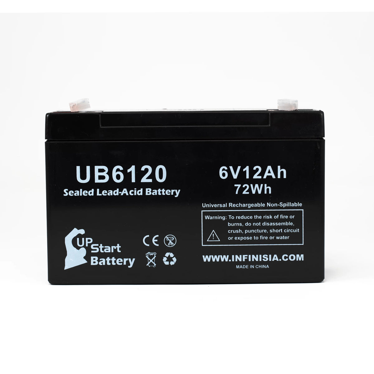 2x Pack 6V 12Ah Sealed Lead Acid Battery with F1 to F2 Terminal Adapters Z9701