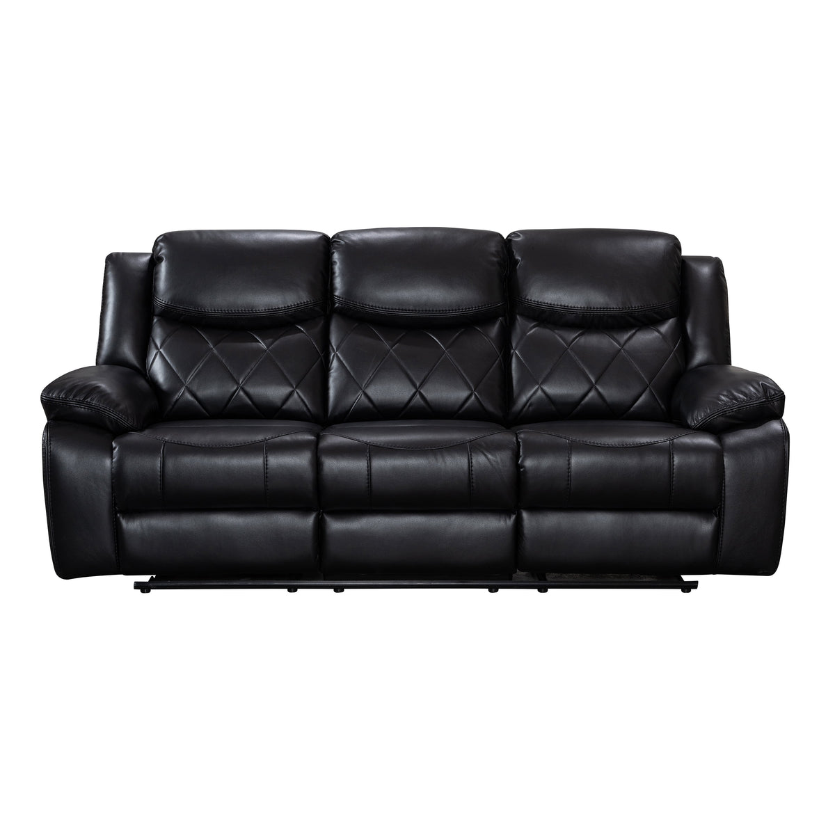 Black Faux Leather Power Reclining Sofa O70404