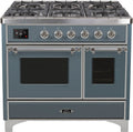 40 Dual Fuel Natural Gas Range in Blue Grey with Chrome Trim Z7255