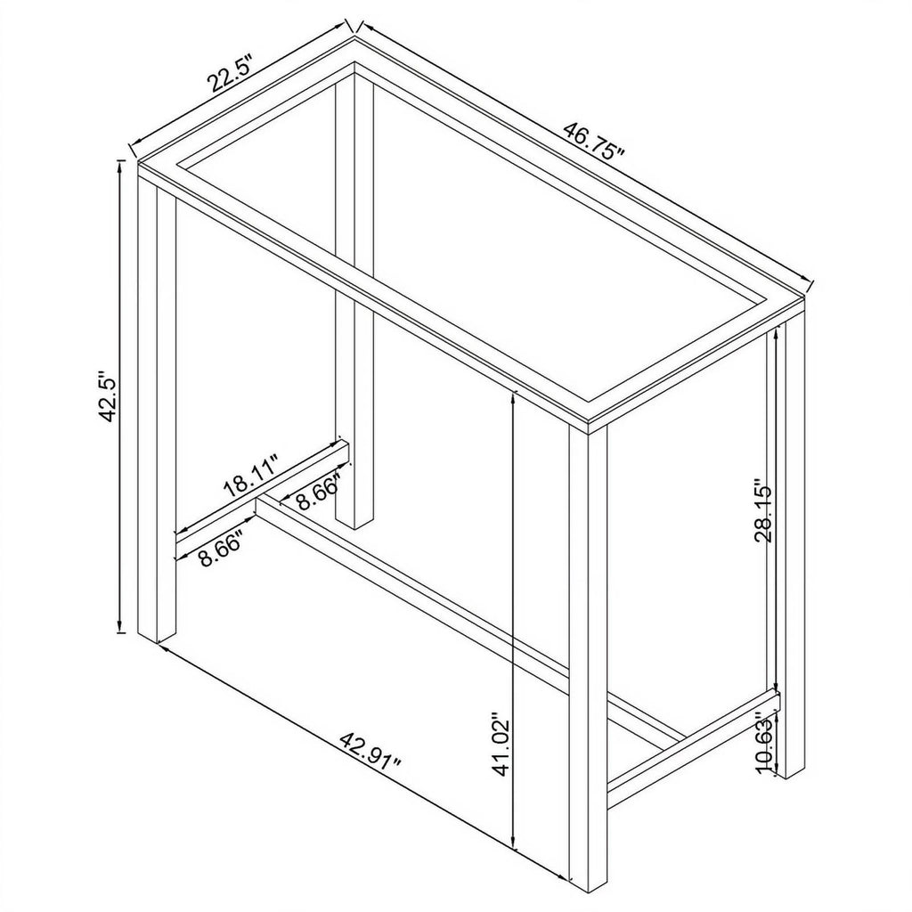 Contemporary Rectangular Glass Top Pub Table F9736