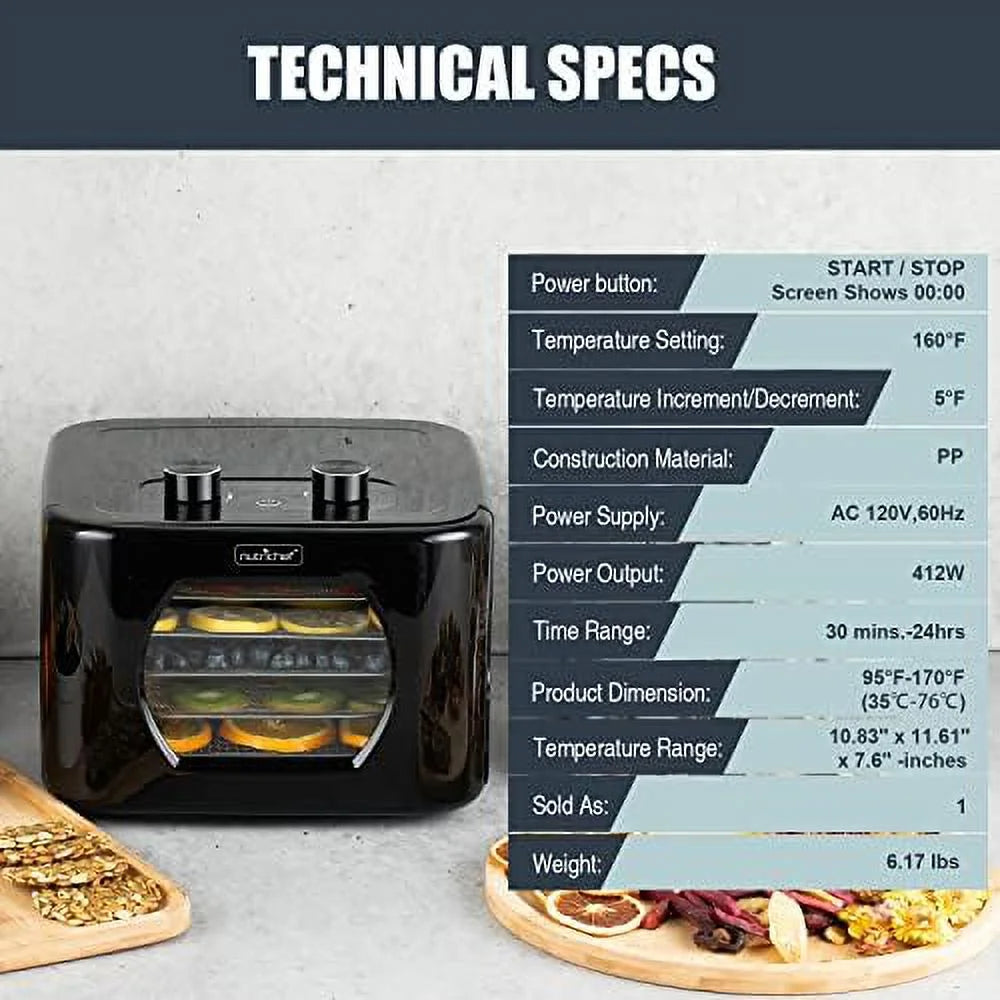 Electric Countertop Food Dehydrator with 4 Stainless Steel Trays V413041