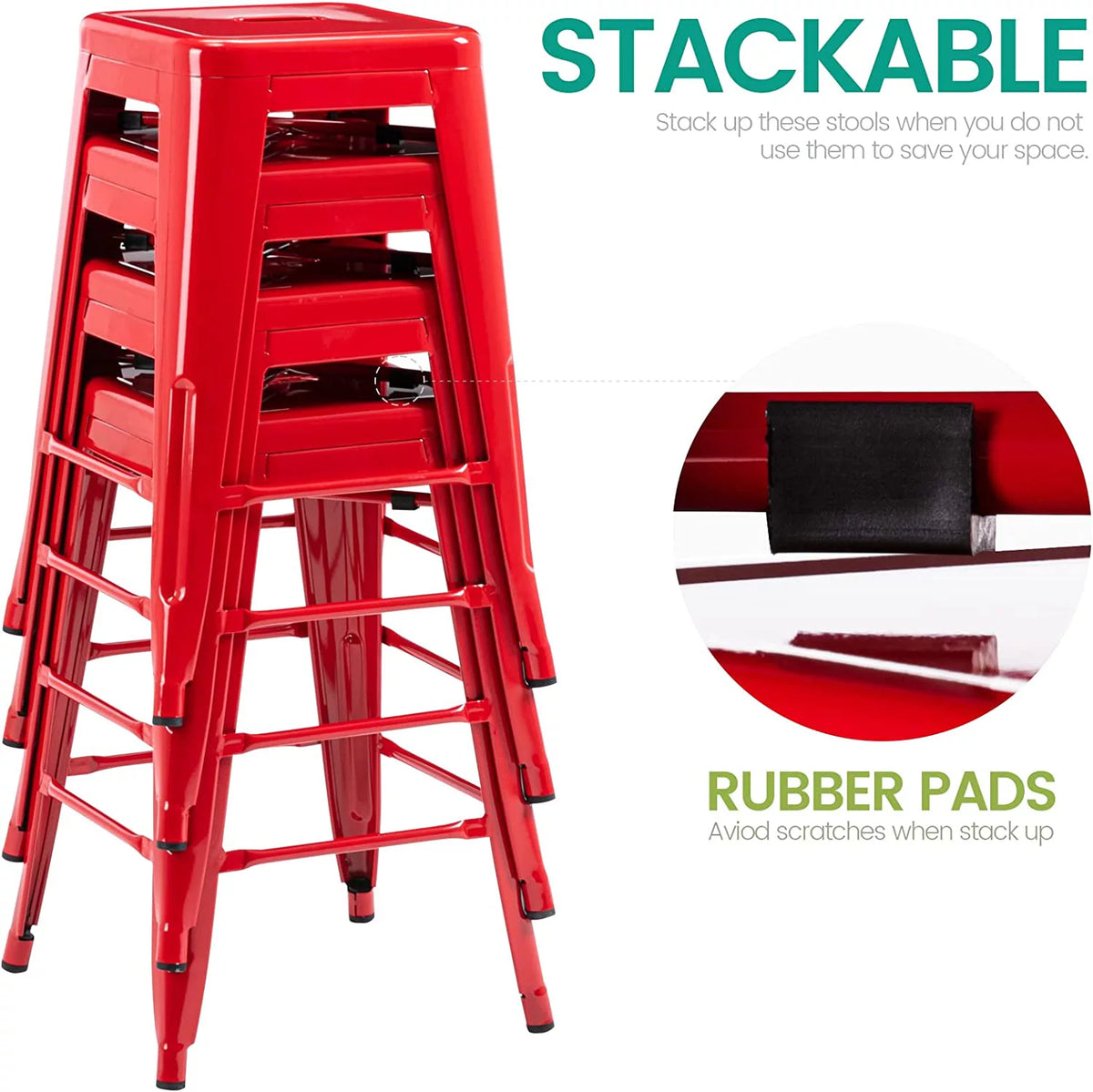24" Backless Metal Barstool with Square Seat Z348