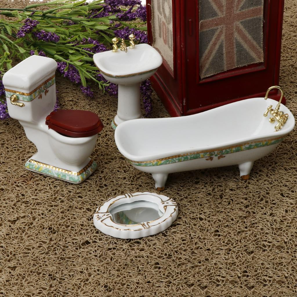 1/12 Scale Mini Furniture Bathtub Toilet Dolls House Accessory W912