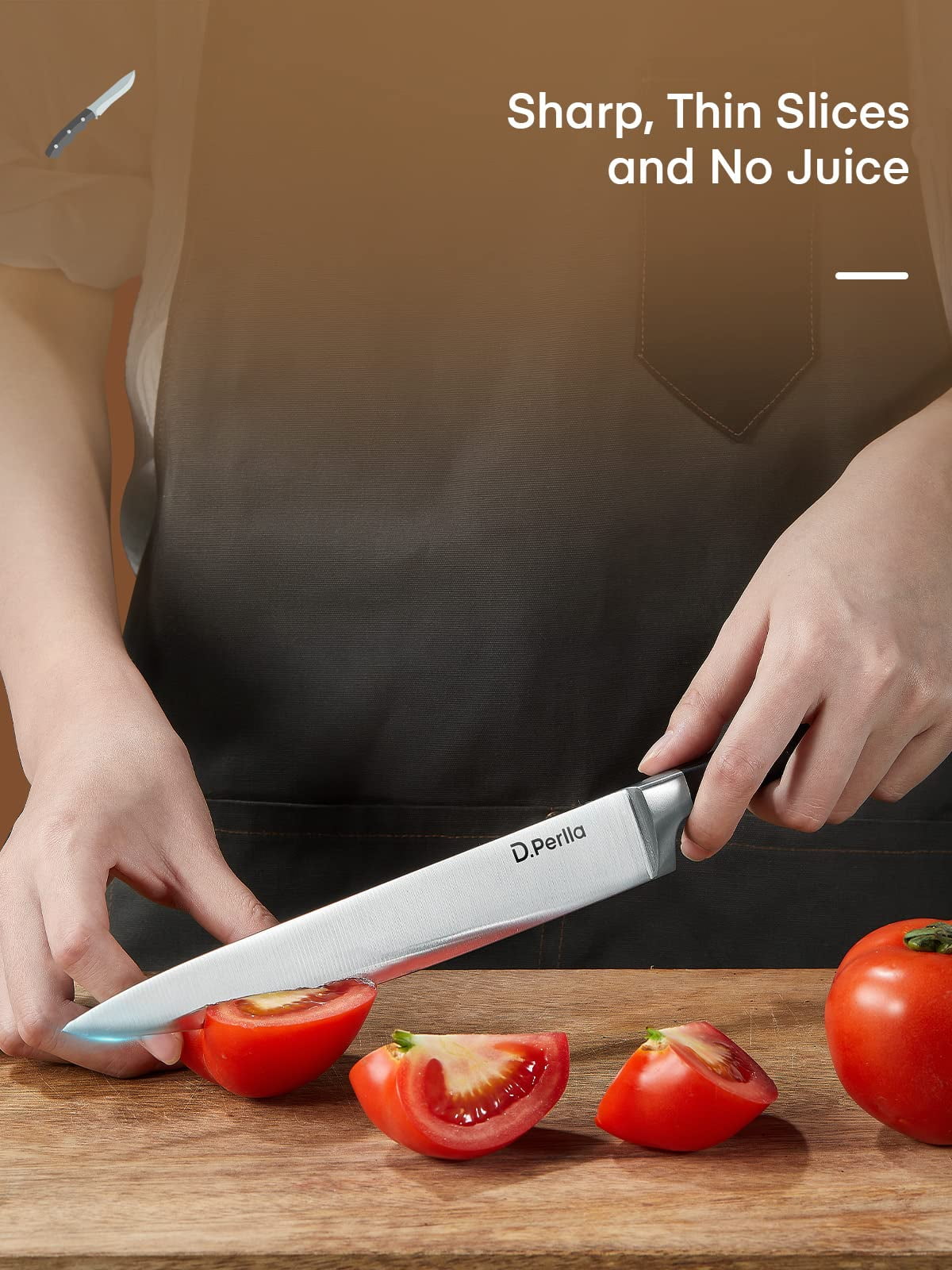6 Piece German Stainless Steel Kitchen Knife Set with Wooden Block E9813