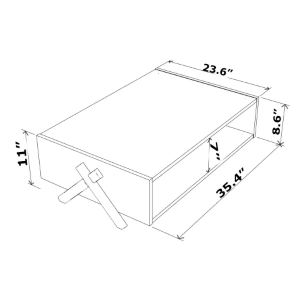 Walnut Yellow Rectangular Wooden Coffee Table with Shelving W441609