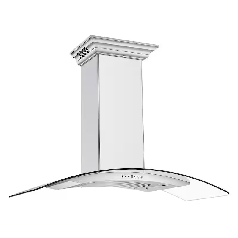 48 in. 400 CFM Ducted Wall Mount Range Hood in Stainless Steel & Glass V45705
