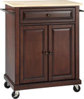 Compact Kitchen Island with Natural Wood Top V873