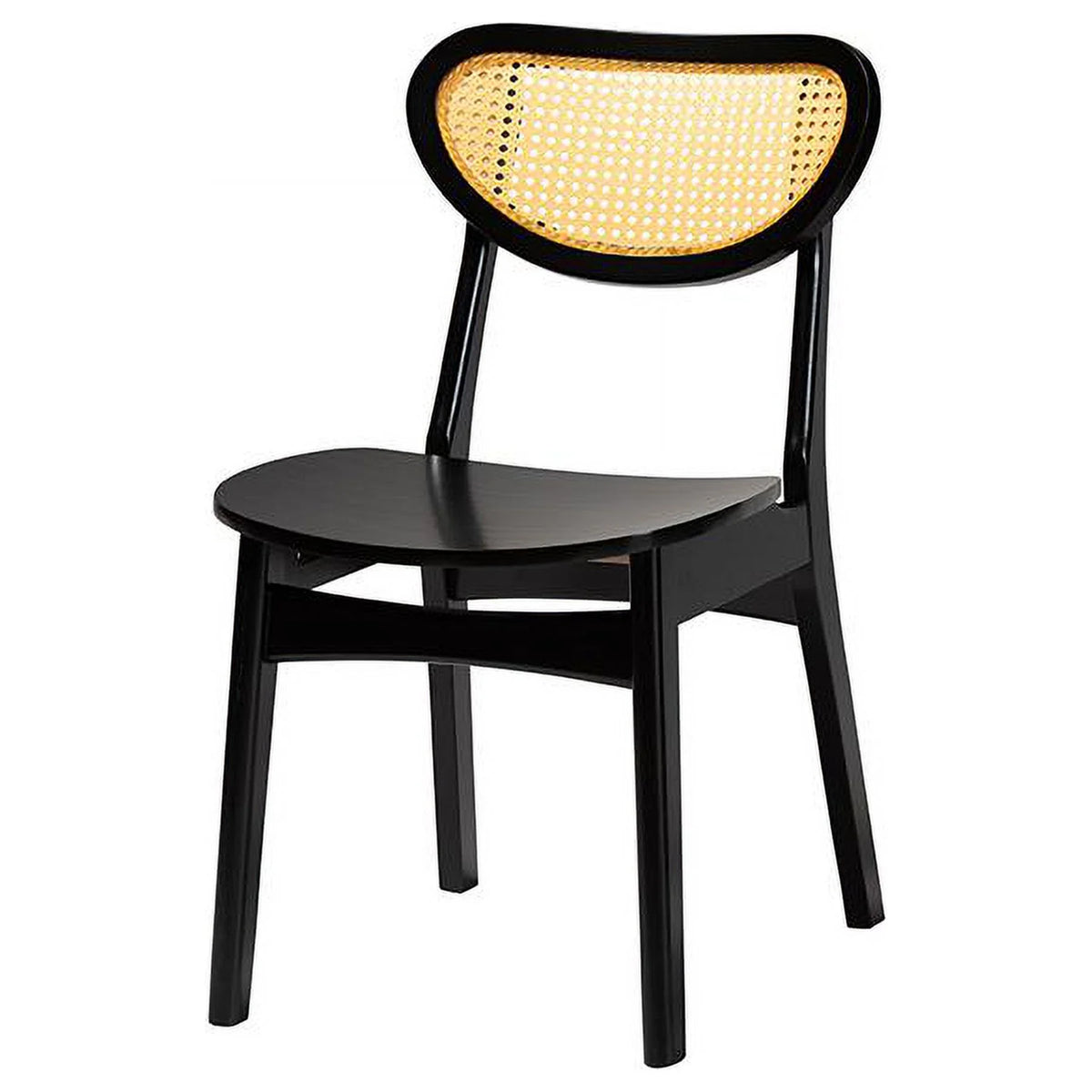 Dark Brown Wood and Woven Rattan Y885