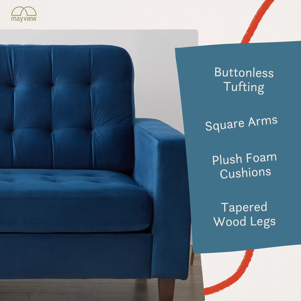 Navy Velvet Tufted Sofa U5420
