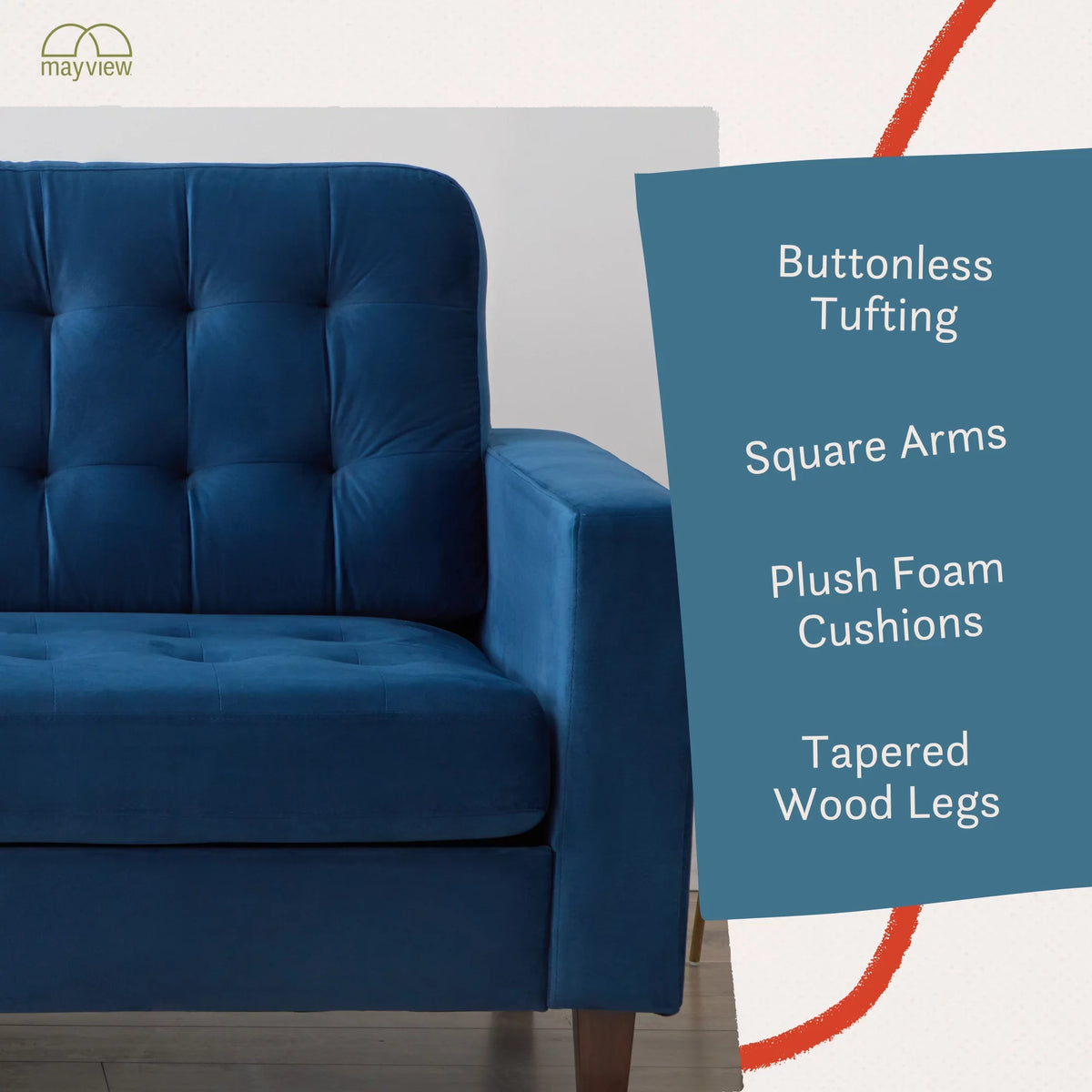 Navy Velvet Tufted Sofa U5420
