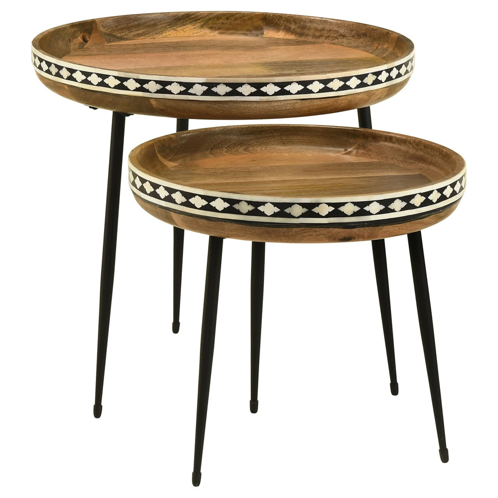 Wood Farmhouse Round Nesting Table L8769