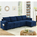 Navy Blue Corduroy Velvet 5 Seat Modular Sectional Sofa M418783