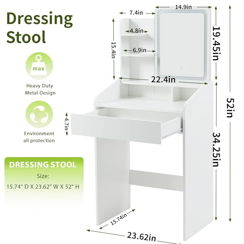 Small Vanity Desk with Mirror and Lights X412