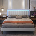 White King Size Upholstered Bed Frame with Faux Leather Headboard U86941