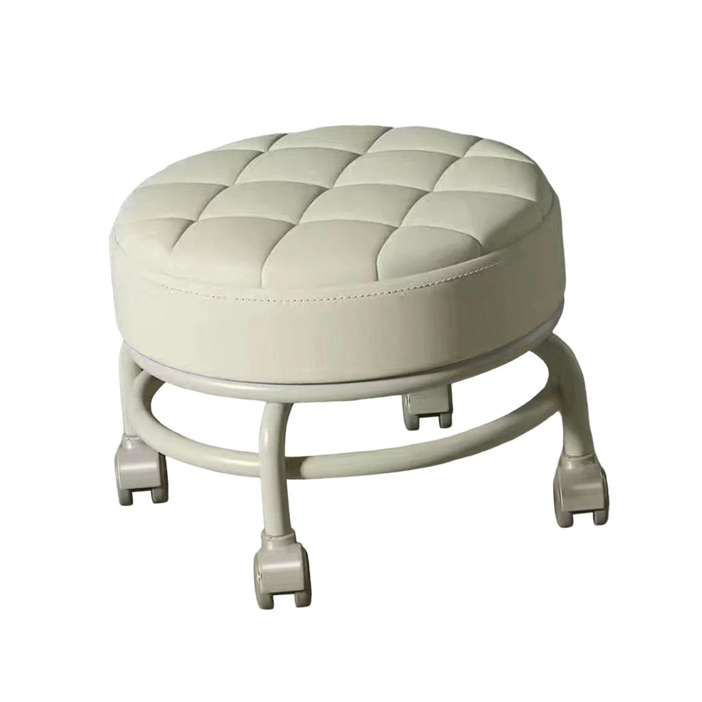 Beige Round Rolling Swivel Stool B60488