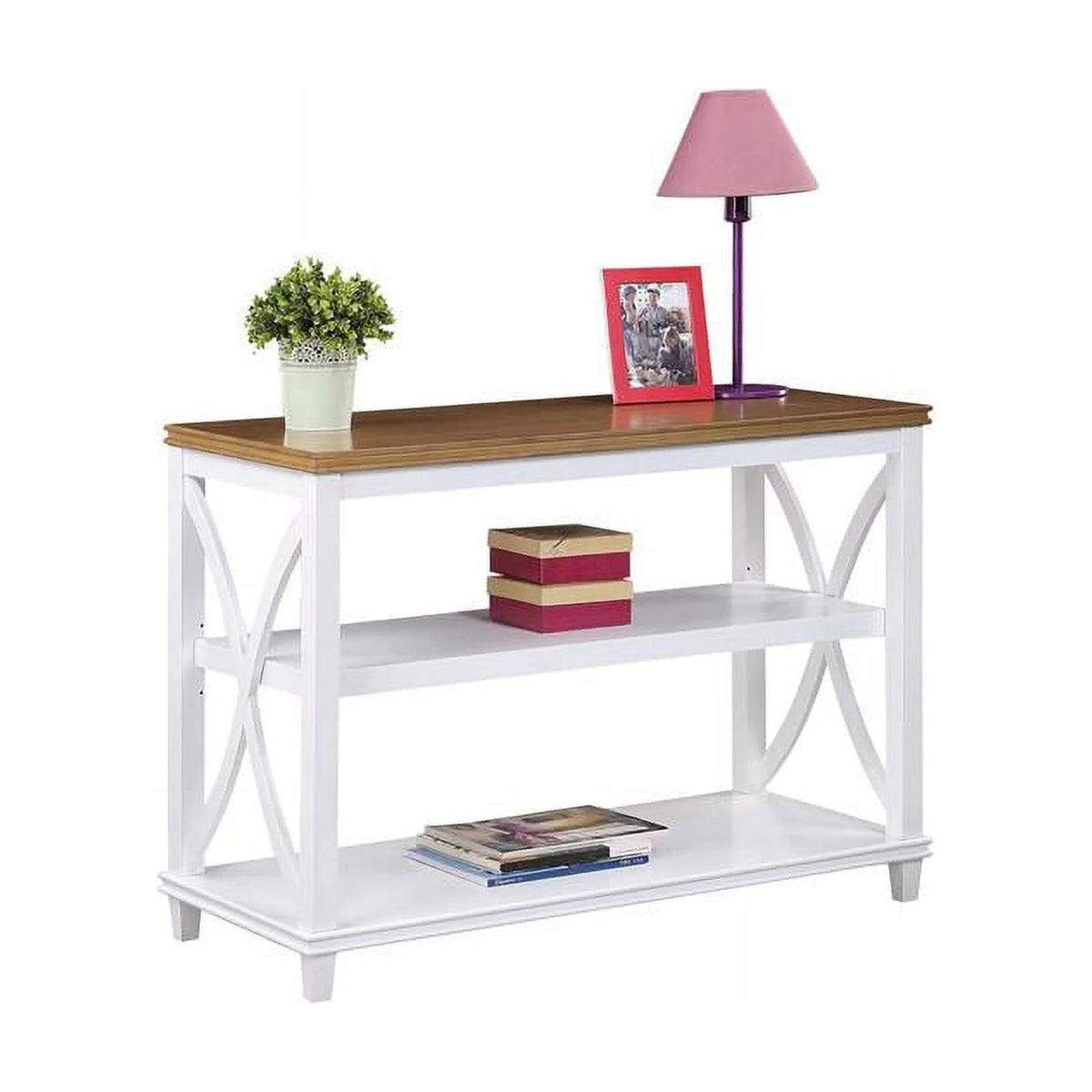 Modern Console Table in White and Brown Wood Finish Y7530