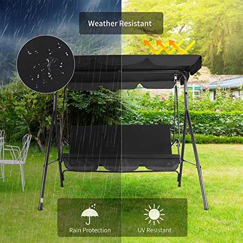 3-Seat Patio Swing Chair with Adjustable Canopy Y198623