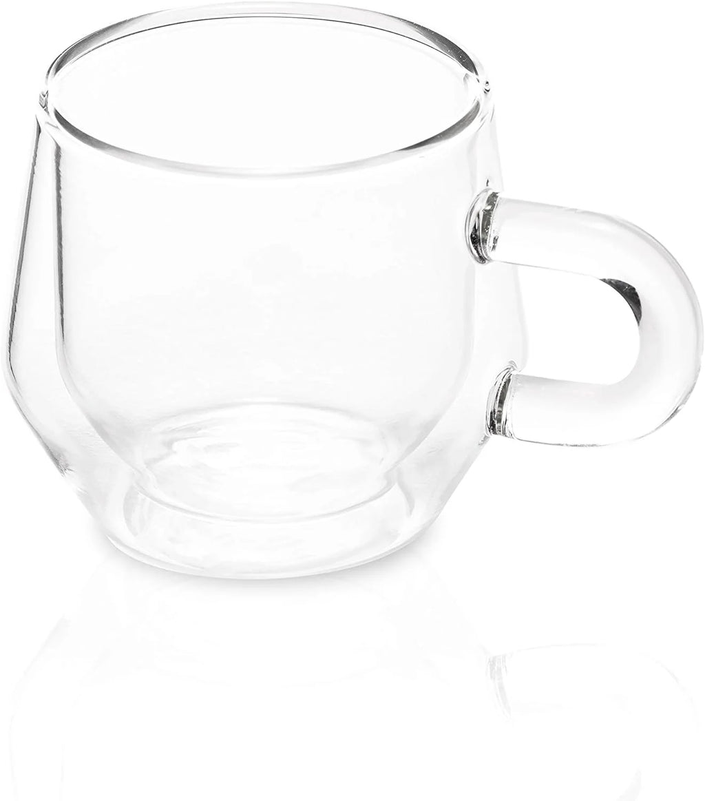 Clear 4Oz Double Walled Glass Espresso Cups with Handles C63517