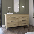 Light Oak White 6 Drawer Double Dresser W52116