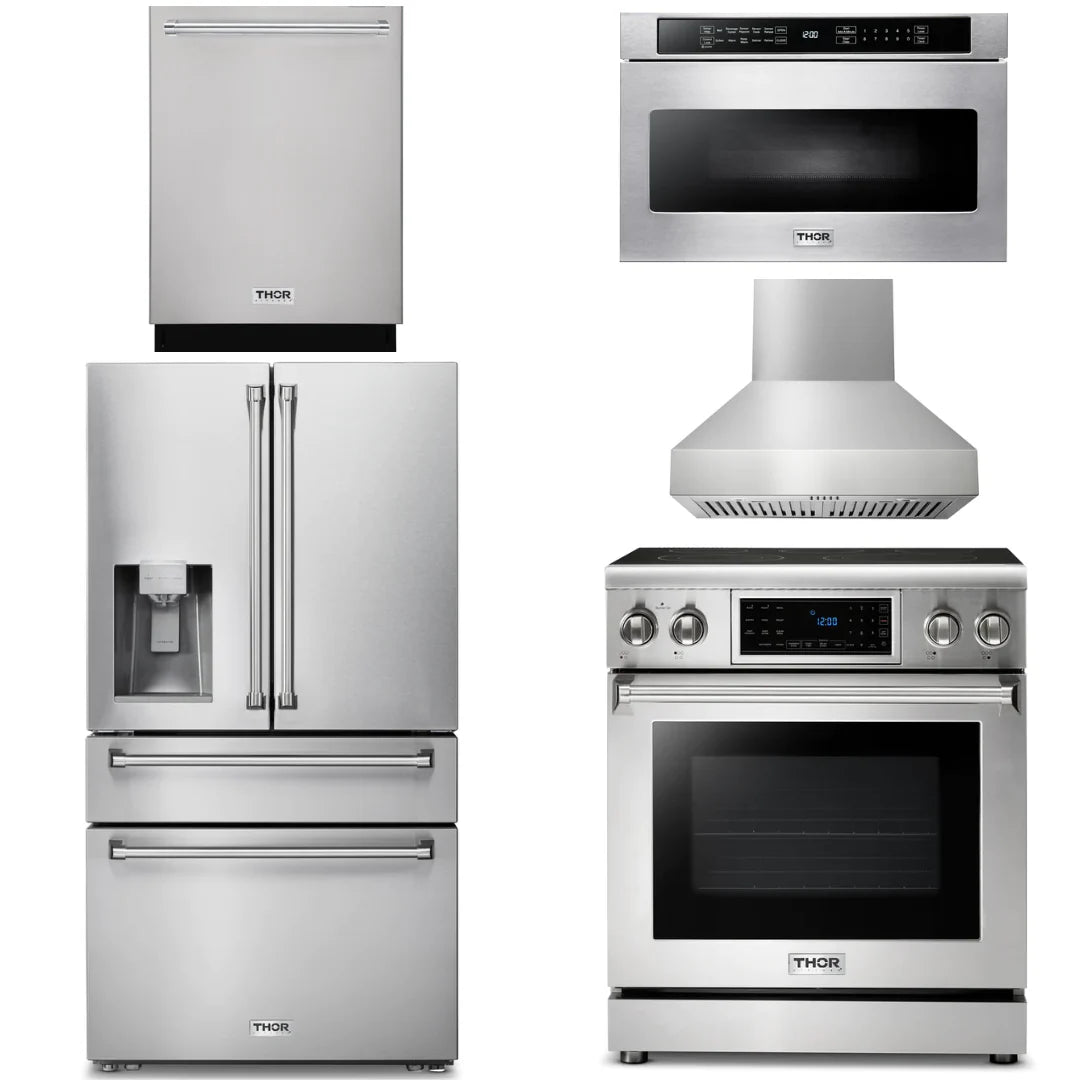 30 Electric Range, Range Hood, Microwave, Refrigerator with Water and Ice Dispenser, Dishwasher X528904