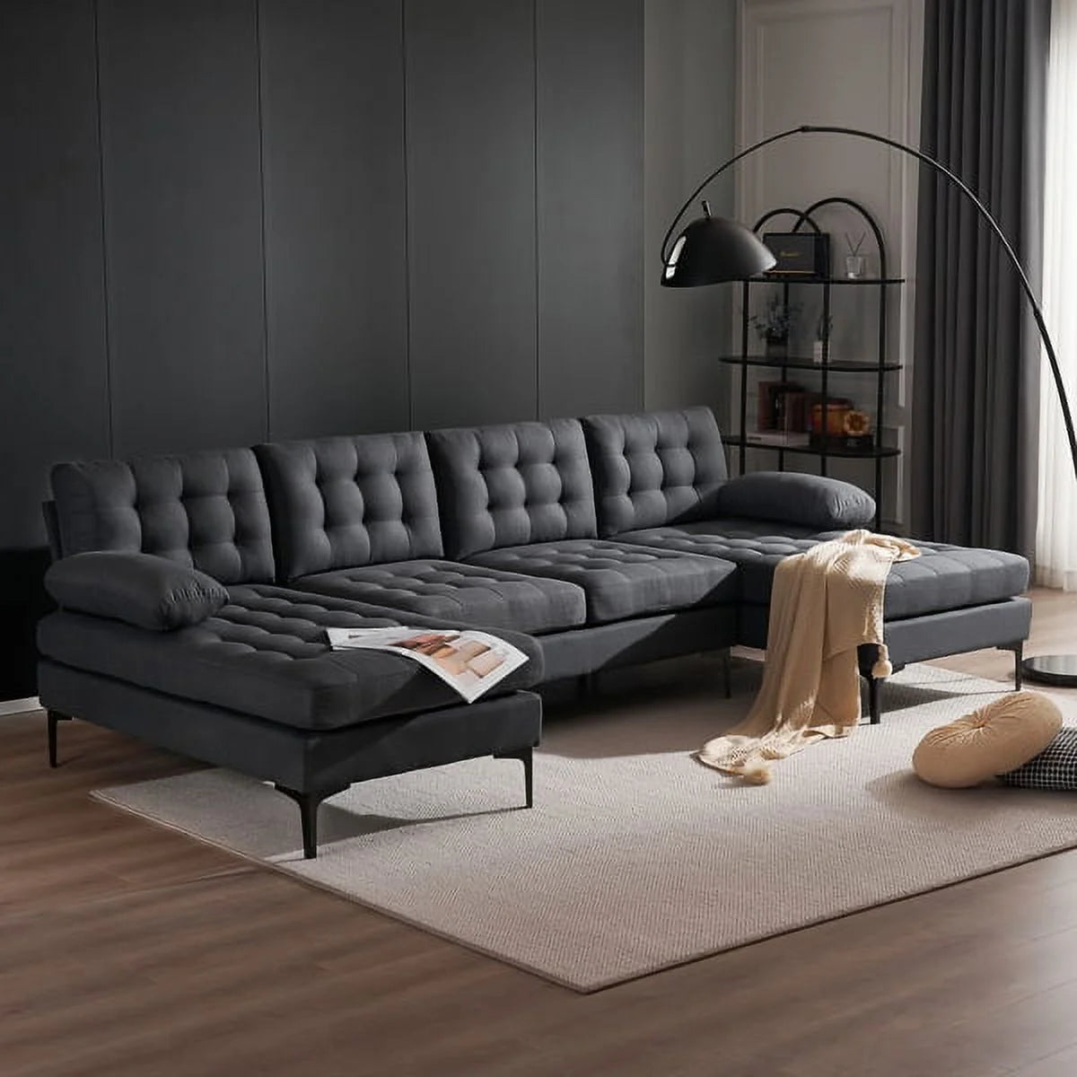 U-shaped Sectional Sofa Dark Gray X958