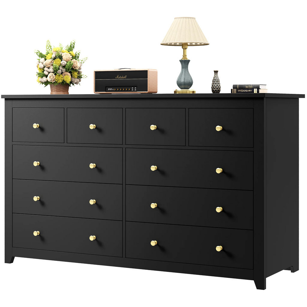 White 10 Drawer Wood Dresser B581754