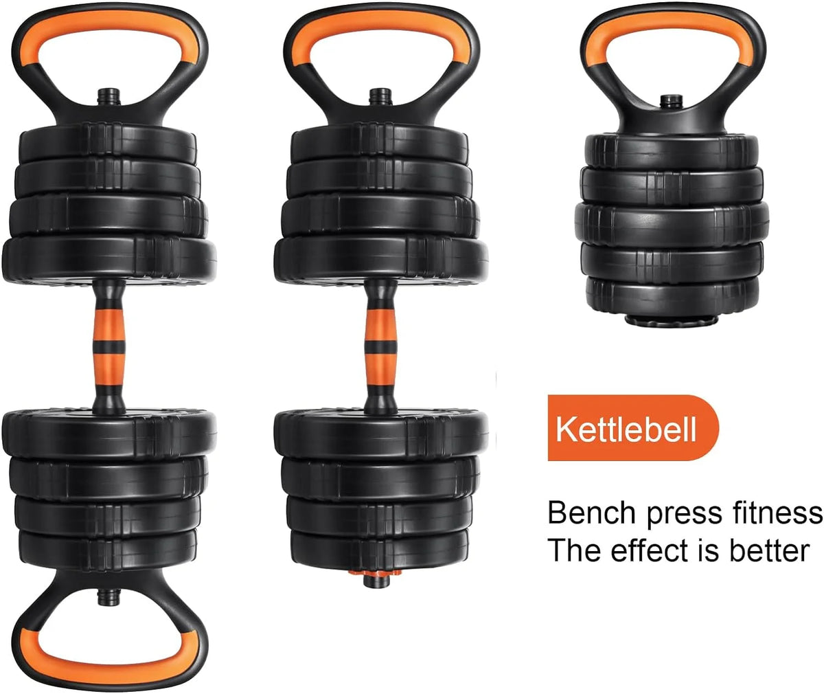 Adjustable 4 In 1 Dumbbell Set, 22/44/66/88Lbs Non-Slip K279