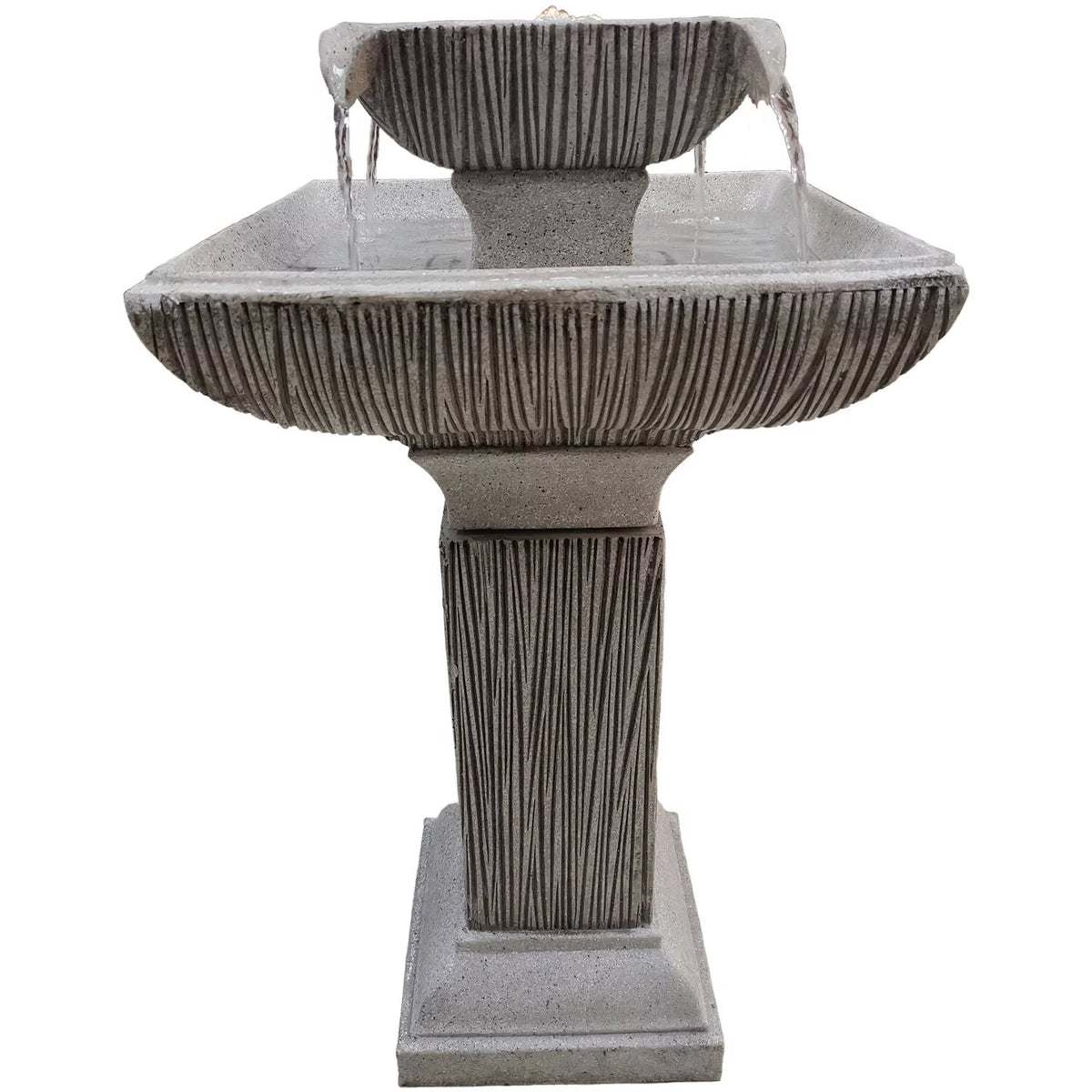 26-In. 2-Tier Pedestal Indoor or Outdoor Garden Fountain with LED Lights Q21983