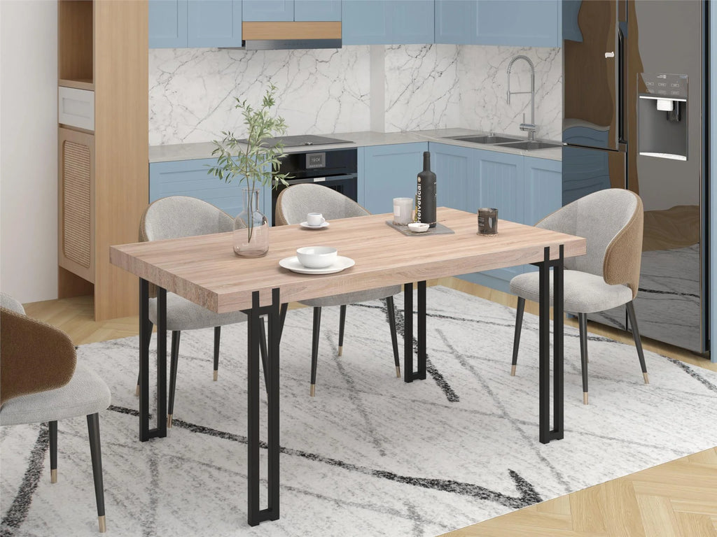 Kent Dining Table with Black Metal Legs, Wild Oak X960074