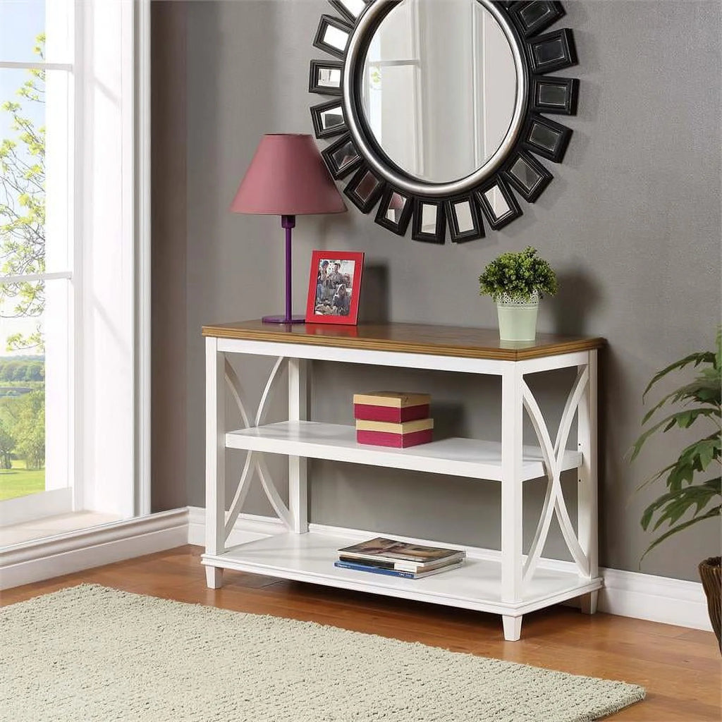 Modern Console Table in White and Brown Wood Finish Y7530