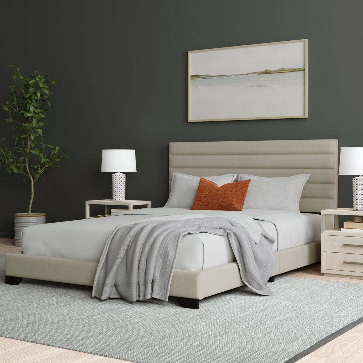 Queen Tufted Upholstered Platform Bed O160