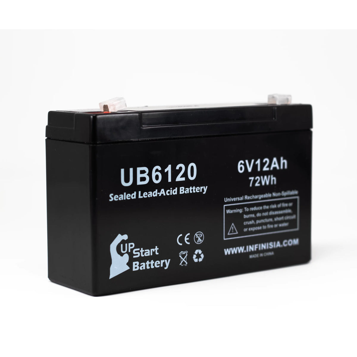 2x Pack 6V 12Ah Sealed Lead Acid Battery with F1 to F2 Terminal Adapters Z9701