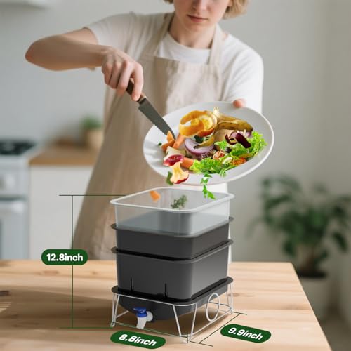 15L 3-Tray Worm Farm Composting Bin with Tool Set O910