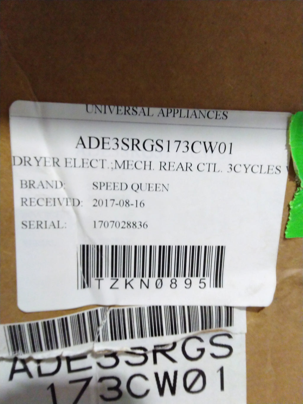 Speed Queen Dryer Y440141