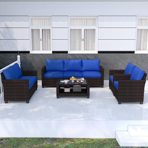 5-Piece PE Rattan Sectional Sofa Set with Storage Table H127867