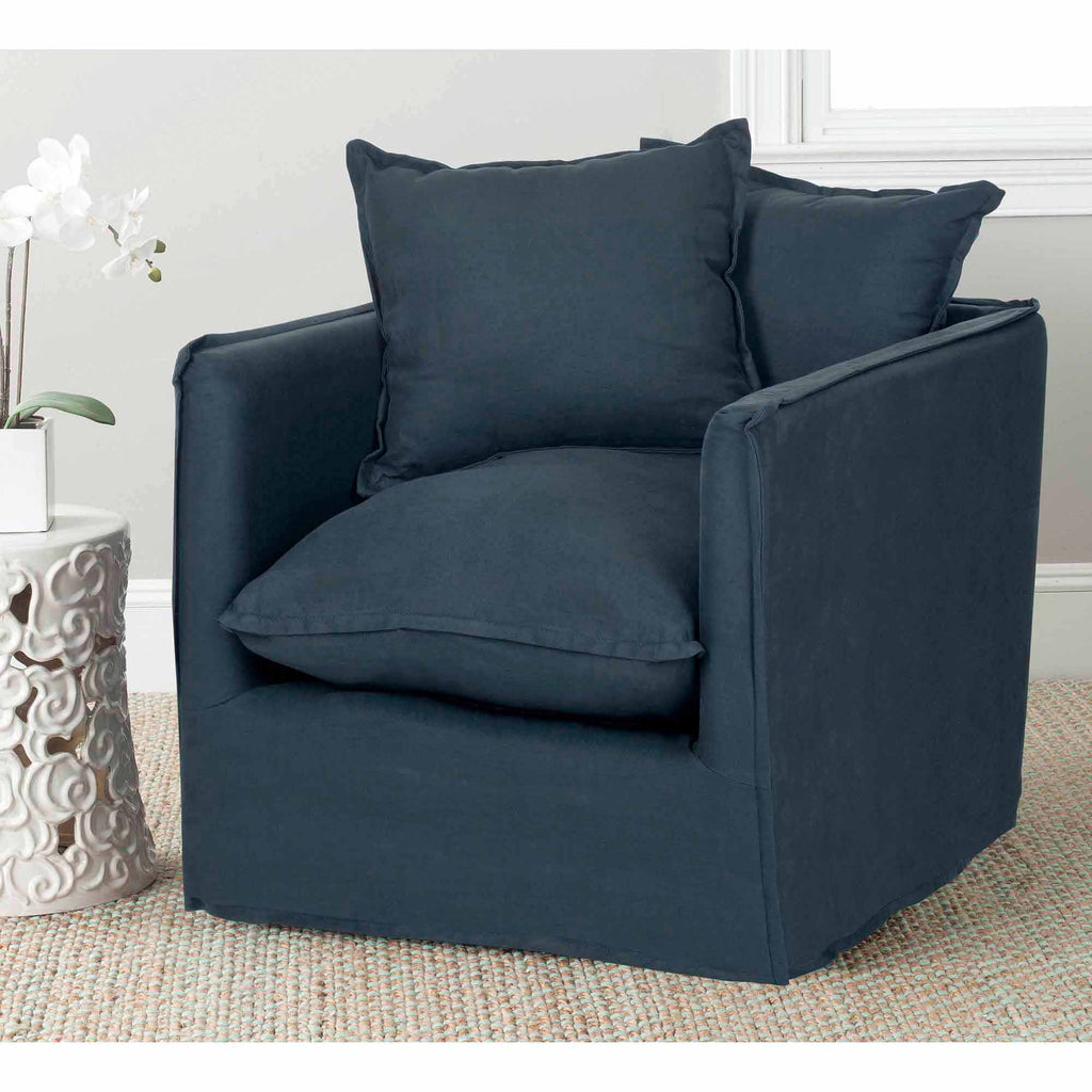 Dark Blue Upholstered Arm Chair W3011