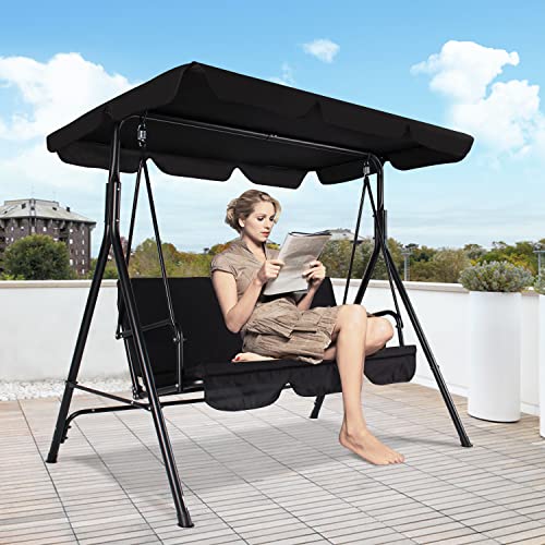 3-Seat Patio Swing Chair with Adjustable Canopy Y198623