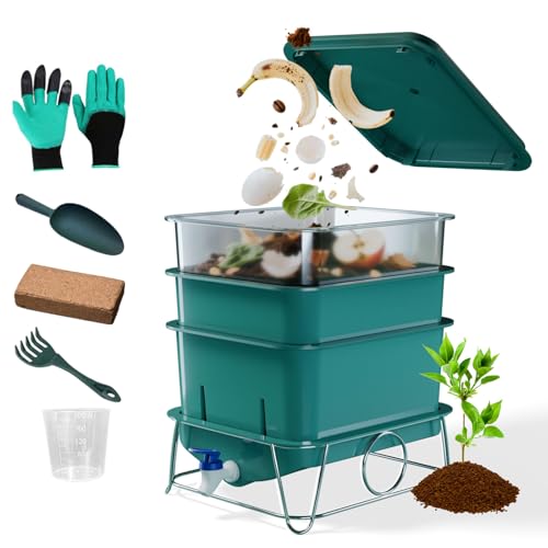 15L 3-Tray Worm Farm Composting Bin with Tool Set O910