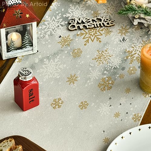 Watercolor Deer Trees Snowflakes Christmas Table Runner 13 x 72 Inch V613598