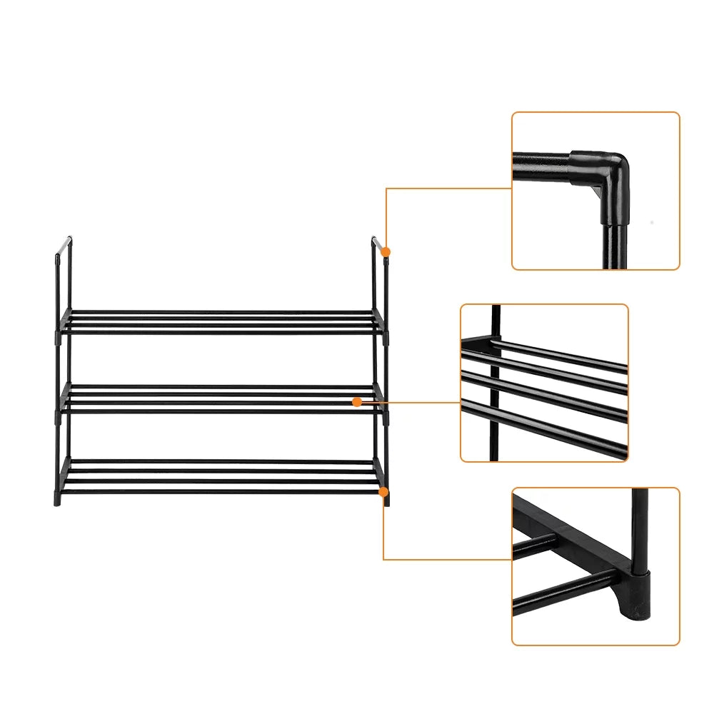3 Tiers Black Shoe Rack B864386
